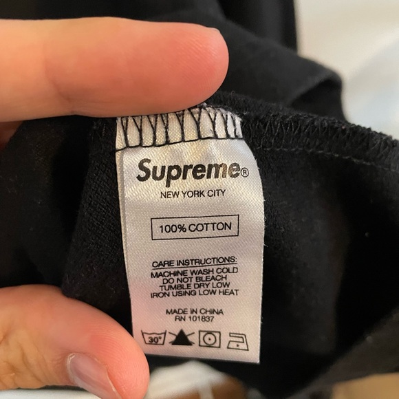 Supreme black Pique Logo long sleeve top SS17 size M - Picture 4 of 8